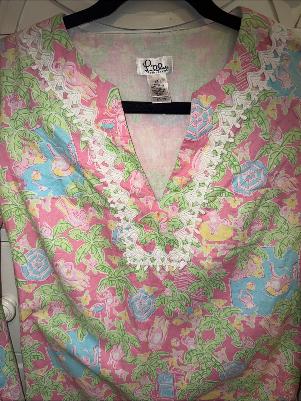 Lilly Pulitzer cotton tunic featuring the rare Coconut Jungle Print 90’s to 2000 - Picture 2 of 5